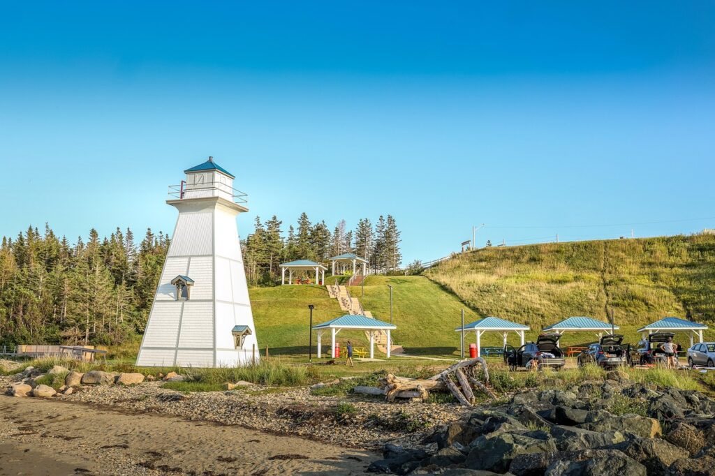 tower, countryside, canada, new brunswick, caraquet, landscape,